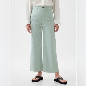 Gap High Stride Wide Leg Ankle Khakis Size 6 Frothy Aqua Blue cotton casual pant